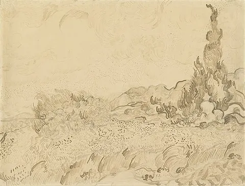 Wheatfield with Cypresses