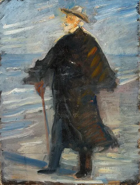 Drachmann on the beach