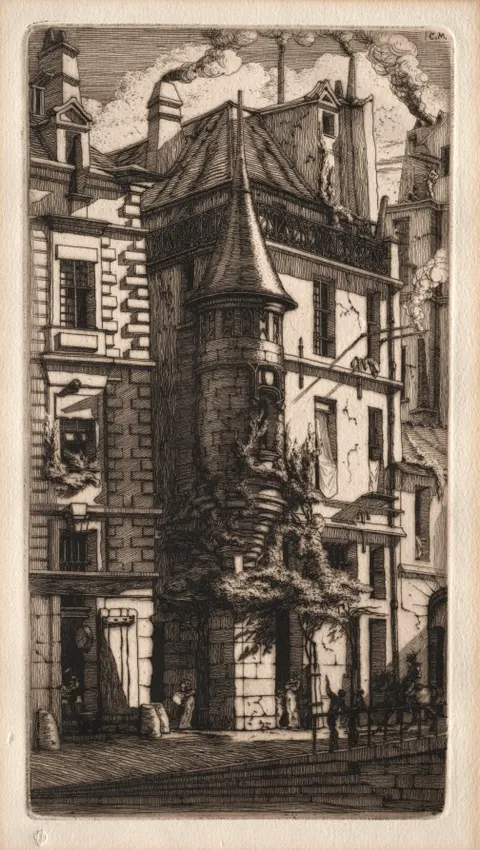 Etchings of Paris:  House with a Turret, Weavers' Street