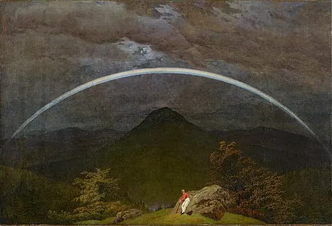 Arco iris en un paisaje de montañas