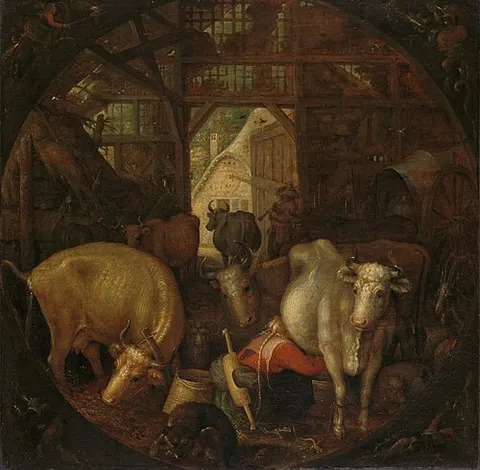 Cows in a stable; witches in the four corners