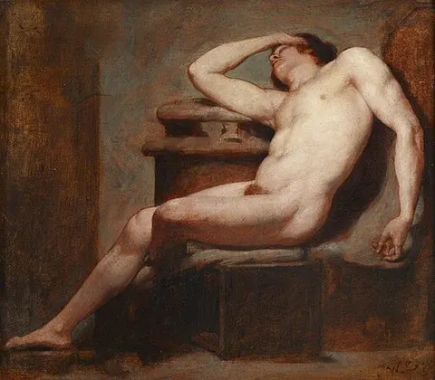 Academic Study of a Reclining Male Nude Asleep