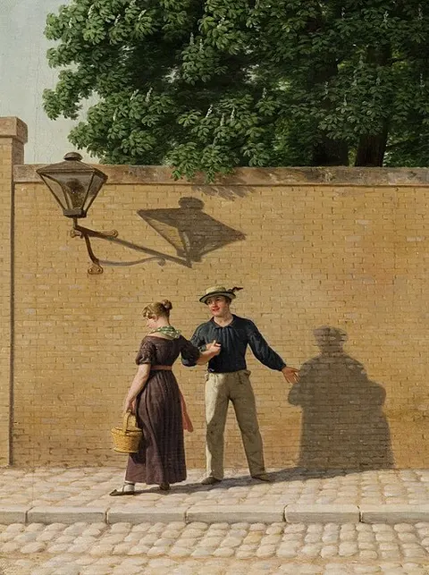 A sailor taking leave of his girl