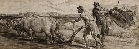 Ploughing: Study for 'The Mantle of Elijah'