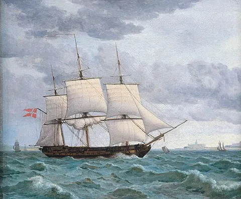 Naval Frigate Under Sail