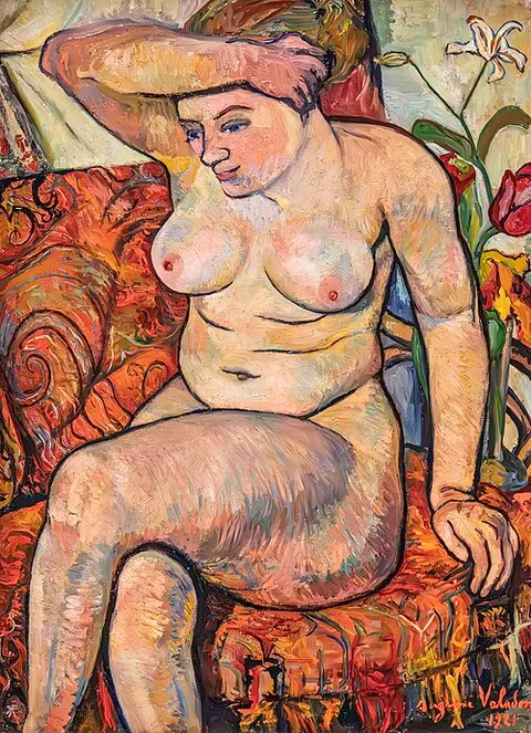 Seated Nude with Shawl Carpet