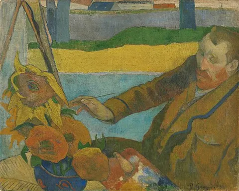 Van Gogh pintando girasoles