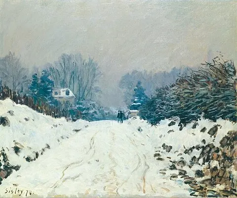 Snow landscape in Louveciennes