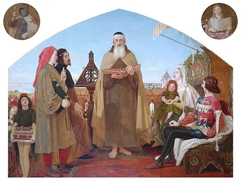 The First Translation of the Bible into English (Wycliffe Reading His Translation of the New Testament to His Protector, John of Gaunt, Duke of Lancaster, in the Presence of Chaucer and Gower, His Retainers)