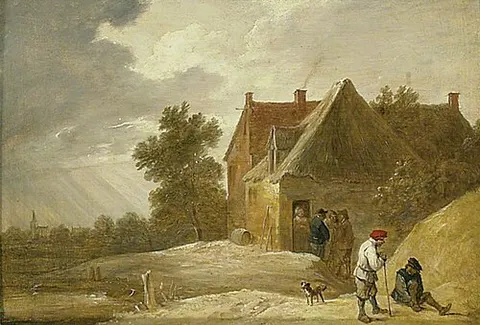 Landscape with a Farmhouse and Figures on the Bank of a River