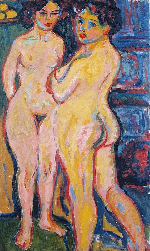 Standing Nude Girls at an Oven
